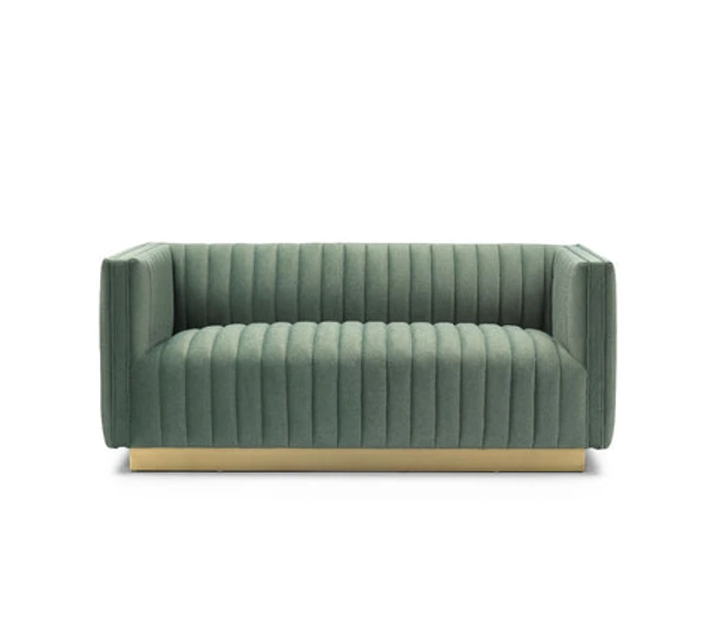 Elba Mid Century Loveseat - Premium Velvet Green