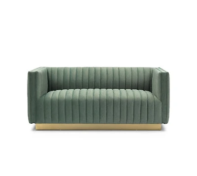Elba Mid Century Loveseat - Premium Velvet Green