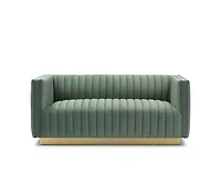 Elba Mid Century Loveseat - Premium Velvet Green