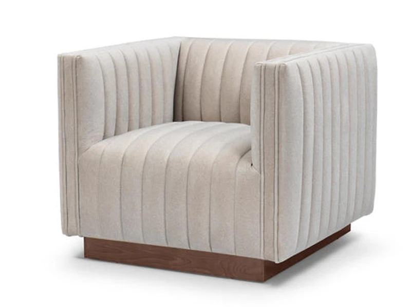 Elba Premium Velvet Chair w/Wooden Base - Mocha Mist