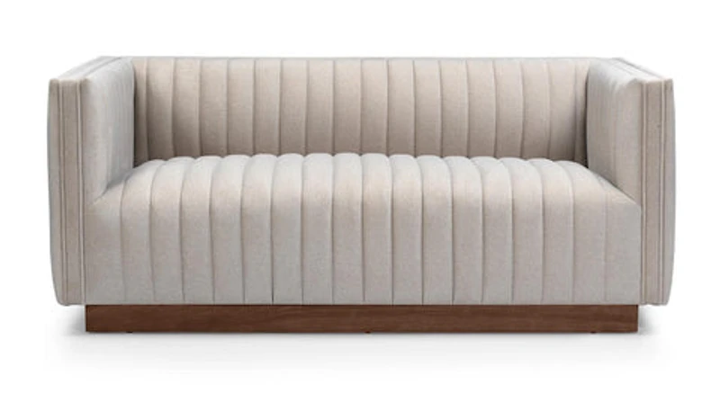 Elba Premium Velvet Loveseat w/Wooden Base - Mocha Mist