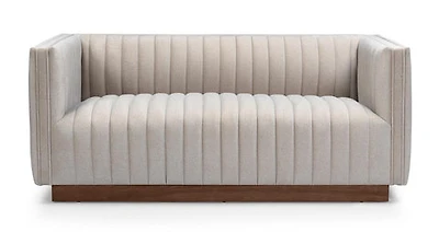 Elba Premium Velvet Loveseat w/Wooden Base - Mocha Mist