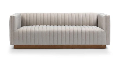 Elba Premium Velvet Sofa w/Wooden Bas - Mocha Mist
