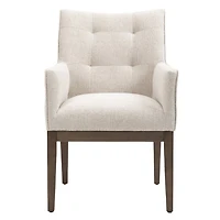 Jia Dining Arm Chair With Wooden Legs - Beige