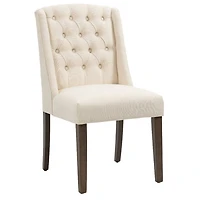 Noha Dining Chair with Wooden Legs - Beige Color
