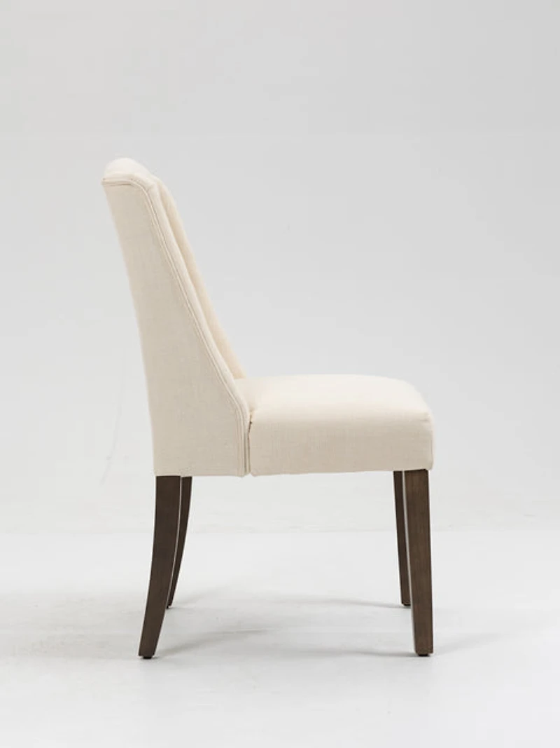 Noha Dining Chair with Wooden Legs - Beige Color