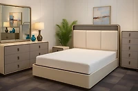 Joan 5-Drawer Bedroom Chest – Light Grey Beige Glossy Finish