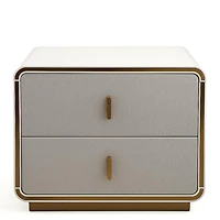 Joan Nightstand - Glossy Grey-Beige & Champagne Gold