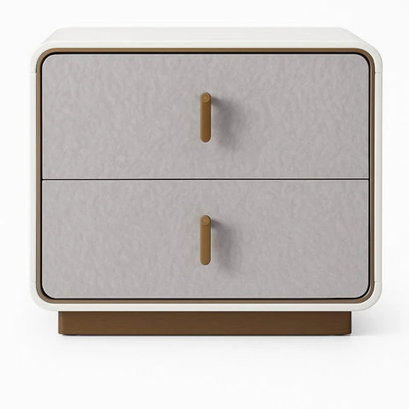 Joan Nightstand - Glossy Grey-Beige & Champagne Gold