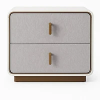 Joan Nightstand - Glossy Grey-Beige & Champagne Gold