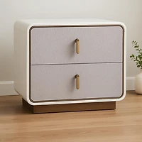Joan Nightstand - Glossy Grey-Beige & Champagne Gold