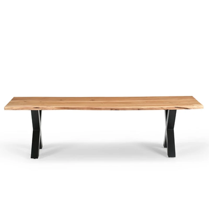 Tundra Acacia Wood Dining Bench with Iron Legs