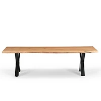 Tundra Acacia Wood Dining Bench with Iron Legs