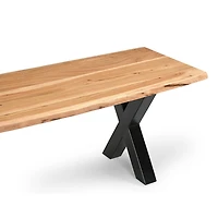 Tundra Acacia Wood Dining Bench with Iron Legs