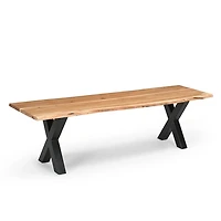 Tundra Acacia Wood Dining Bench with Iron Legs