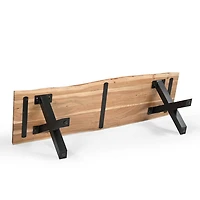 Tundra Acacia Wood Dining Bench with Iron Legs