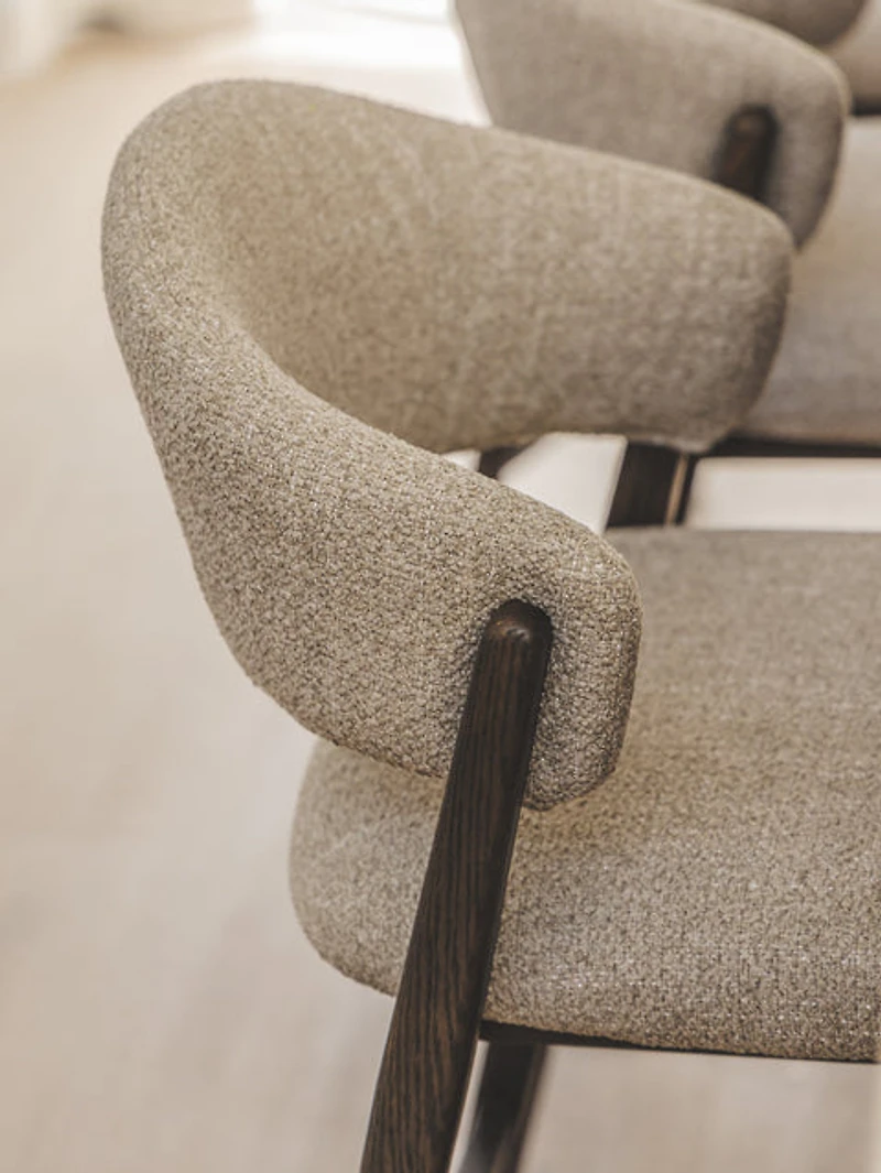 Brina Counter Stool – Beige Upholstery & Dirty Oak Wood Frame