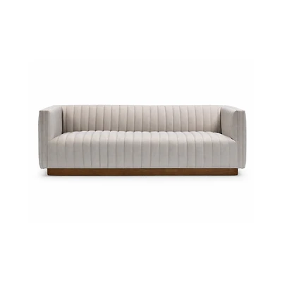 Elba Premium Velvet Sofa w/Wooden Bas - Mocha Mist