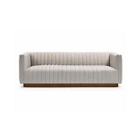Elba Premium Velvet Sofa w/Wooden Bas - Mocha Mist