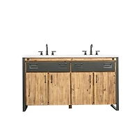 Alvado Vanity W61 in Solid Acacia Wood and Metal with White Basin