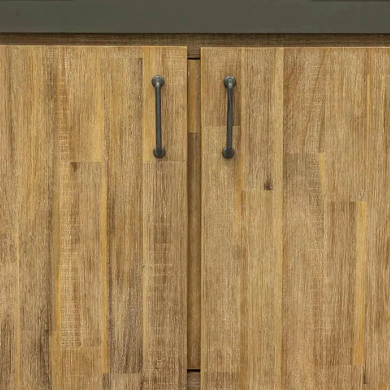 Alvado Vanity W61 in Solid Acacia Wood and Metal with White Basin