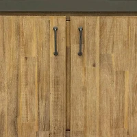 Alvado Vanity W61 in Solid Acacia Wood and Metal with White Basin