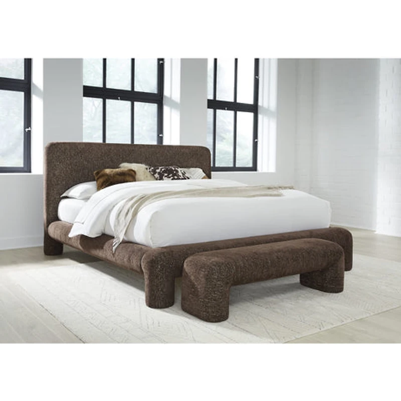 Mocoa Upholstered Platform Bed – Plush Chenille Fabric