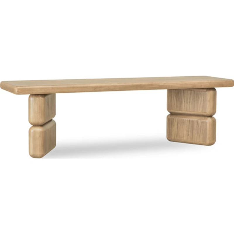 Nia Acacia Wood Dining Bench in Lioness Finish