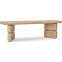 Nia Acacia Wood Dining Bench in Lioness Finish