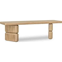 Nia Acacia Wood Dining Bench in Lioness Finish