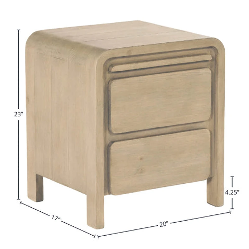 Fremont 2 Drawer Nightstand - Scrubbed Teak