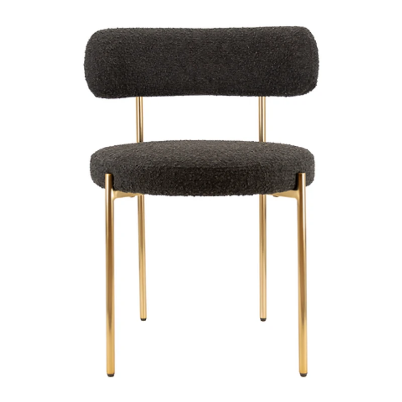 Ronda Boucle Fabric Dining Chair Brushed Brass - Black