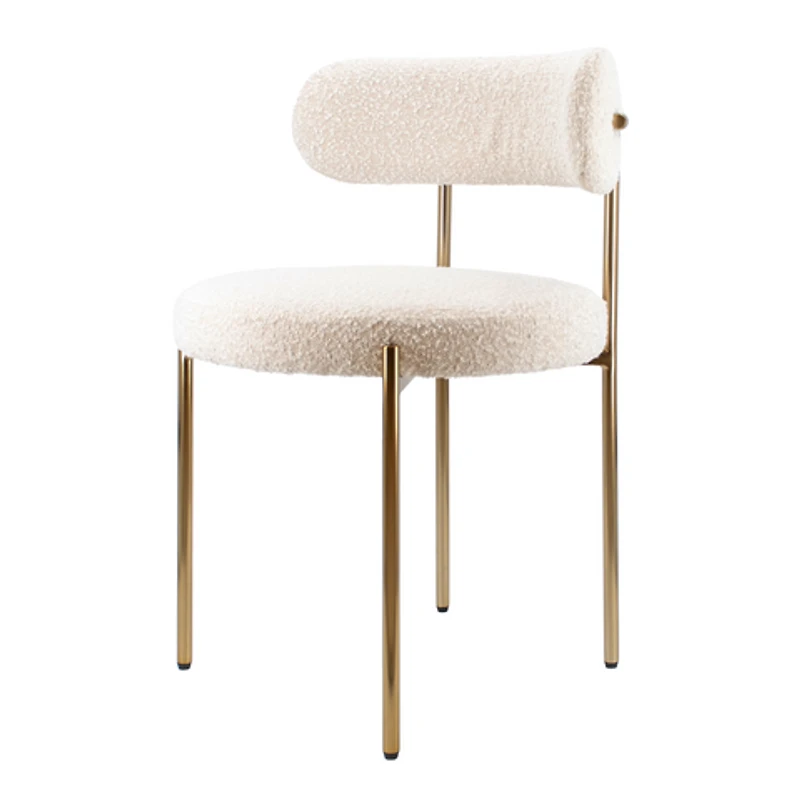 Ronda Boucle Fabric Dining Chair Brushed Brass
