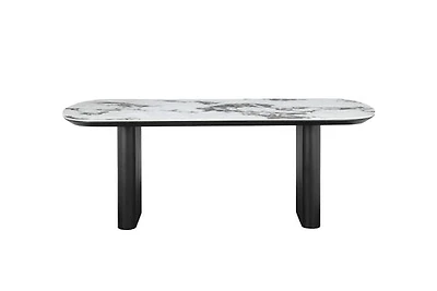 Henrik 79" White Ceramic & Black Oak Dining Table