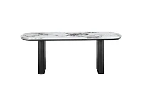 Henrik 79" White Ceramic & Black Oak Dining Table