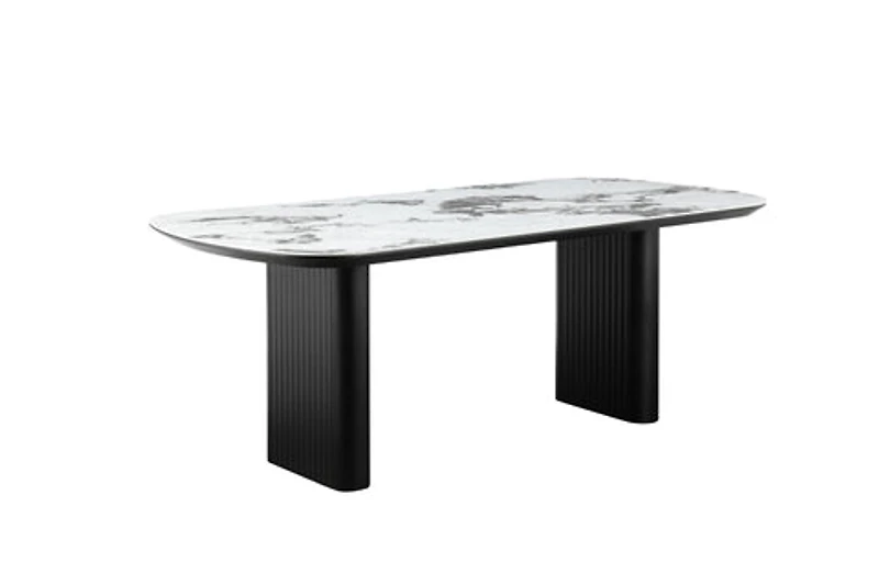 Henrik 79" White Ceramic & Black Oak Dining Table