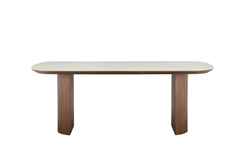 Nola Ceramic-Top Walnut Pedestal Dining Table