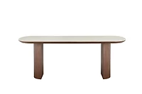 Nola Ceramic-Top Walnut Pedestal Dining Table