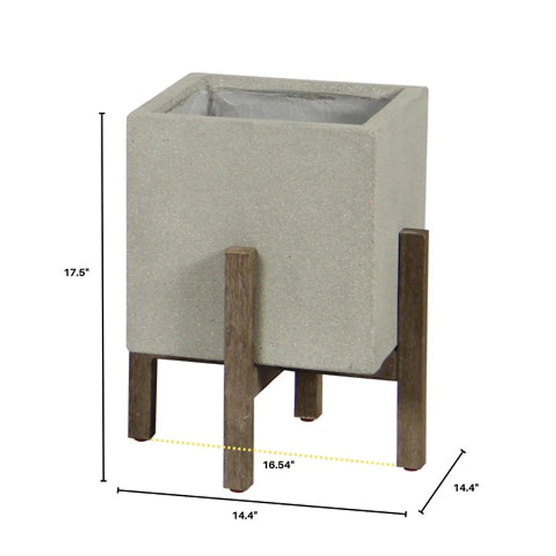 Zerith Square Standing Pot - Natural Stone