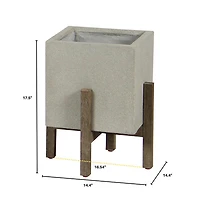 Zerith Square Standing Pot - Natural Stone