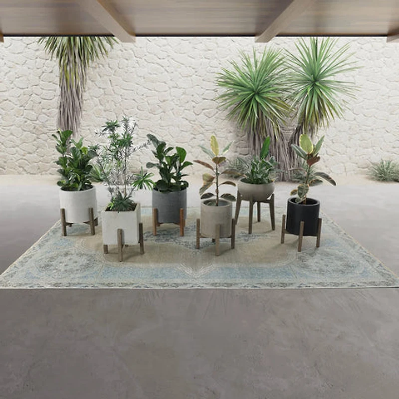Zerith Square Standing Pot - Natural Stone