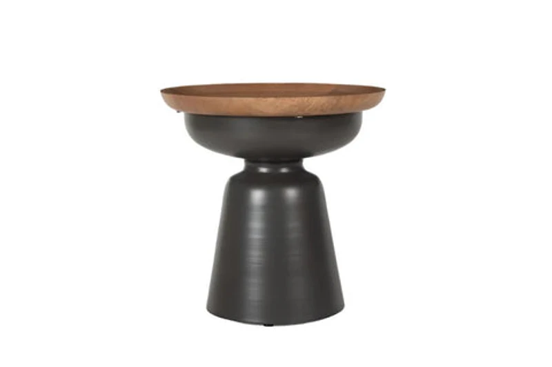 Rey Mango Wooden Side Table with Metal Legs