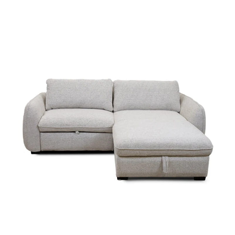 Cassey Pullout Sleeper Sectional with Storage Chaise - Light Grey