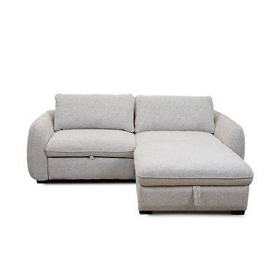 Cassey Pullout Sleeper Sectional with Storage Chaise - Light Grey