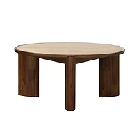 Helsa Round Coffee Table - Travertine