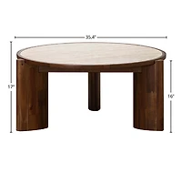 Helsa Round Coffee Table - Travertine