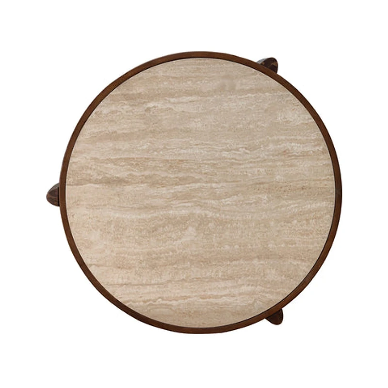 Helsa Round Coffee Table - Travertine