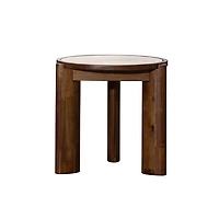 Helsa Round Side Table - Travertine