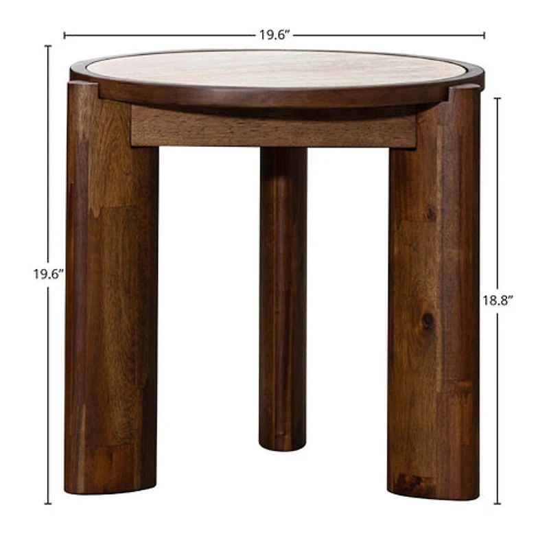 Helsa Round Side Table - Travertine