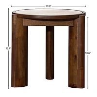 Helsa Round Side Table - Travertine